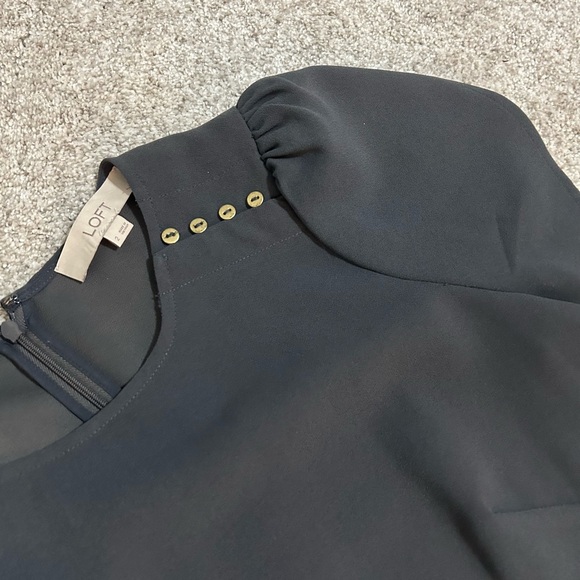 LOFT tulip dark grey A-line work dress, size 2 - Picture 5 of 12